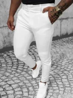 Spodnie męskie chino materiałowe białe O/1000Z^Ozonee Fashion