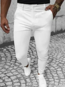 Spodnie męskie chino materiałowe białe O/1000Z^Ozonee Fashion