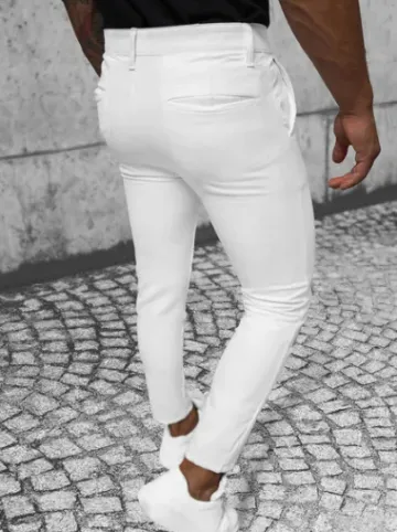 Spodnie męskie chino materiałowe białe O/1000Z^Ozonee Fashion