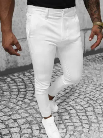Spodnie męskie chino materiałowe białe O/1000Z^Ozonee Fashion