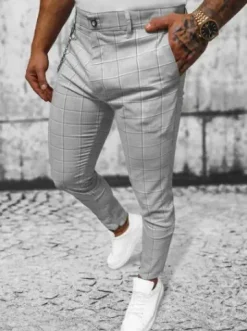 Spodnie męskie chino materiałowe szare DJ/550172^Ozonee Clearance