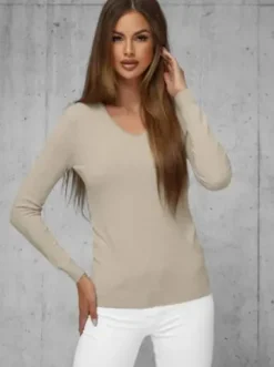 Sweter damski beżowy JS/8006/1^Ozonee Clearance