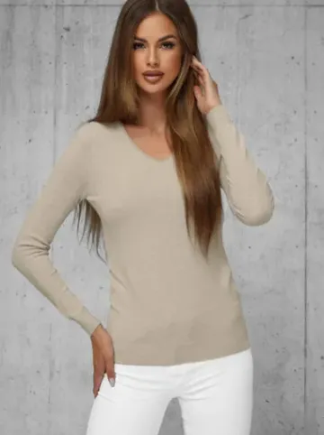 Sweter damski beżowy JS/8006/1^Ozonee Clearance