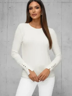 Sweter damski biały JS/8004/8^Ozonee Clearance