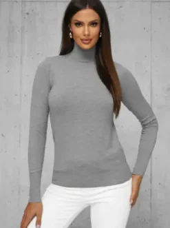 Sweter damski ciemno-szary JS/8009/3^Ozonee Outlet
