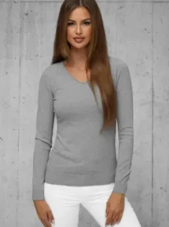 Sweter damski ciemno-szary JS/8006/3^Ozonee Clearance