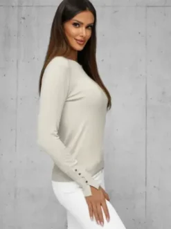 Sweter damski jasno-beżowy JS/8004/4^Ozonee Hot