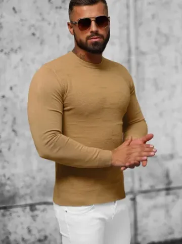 Sweter męski beżowy O/ZZ190131^Ozonee Best