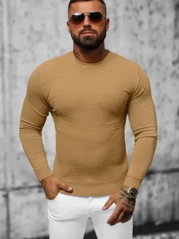 Sweter męski beżowy O/ZZ190131^Ozonee Best