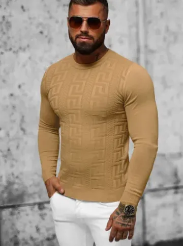 Sweter męski beżowy O/ZZ190126^Ozonee Online