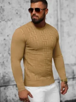 Sweter męski beżowy O/ZZ190126^Ozonee Online