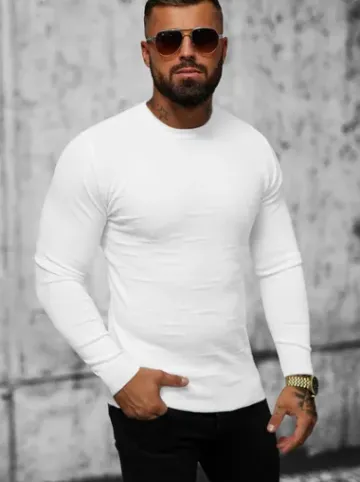 Sweter męski biały O/ZZ190131^Ozonee Hot