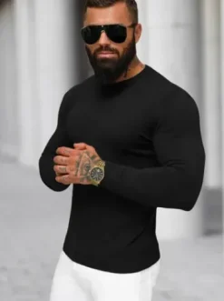 Sweter męski czarny NB/MMB602/4Z^Ozonee Fashion