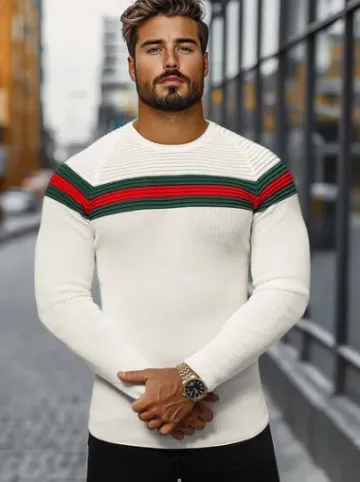 Sweter męski ecru L/2457Z^Ozonee Fashion