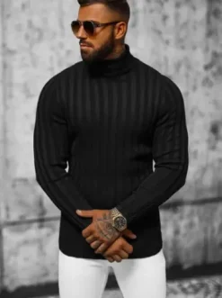 Sweter męski golf czarny L/2300Z^Ozonee Discount