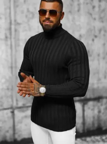 Sweter męski golf czarny L/2300Z^Ozonee Discount