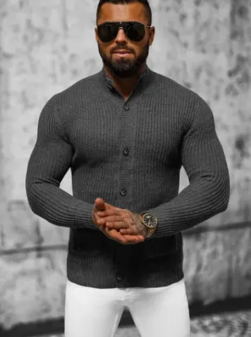 Sweter męski grafitowy NB/MM6020/3^Ozonee Fashion
