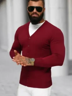 Sweter męski rozpinany bordowy NB/MM6006/7Z^Ozonee Fashion