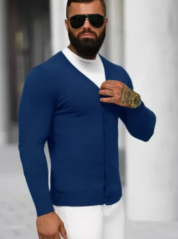Sweter męski rozpinany ciemno-niebieski NB/MM6006/5Z^Ozonee Outlet