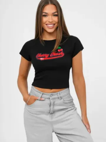 T-shirt damski czarny JS/R62744^Ozonee Best