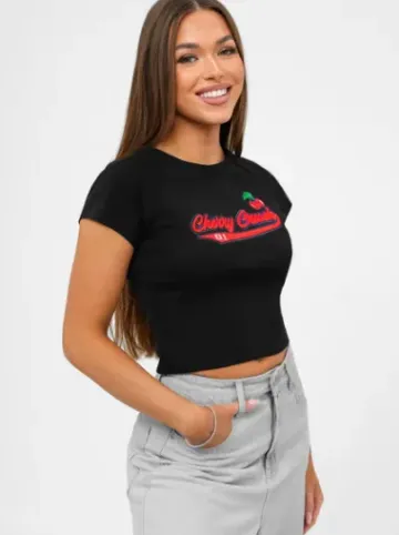 T-shirt damski czarny JS/R62744^Ozonee Best