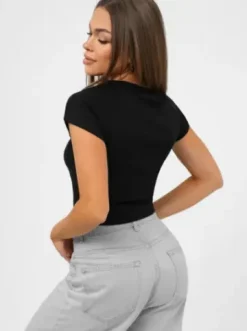 T-shirt damski czarny JS/R62744^Ozonee Best