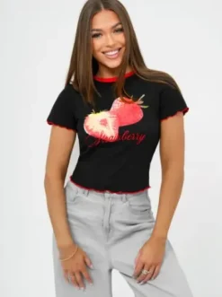 T-shirt damski czarny JS/R62639^Ozonee Clearance