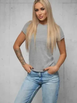 T-shirt damski grafitowy JS/8T1257/5^Ozonee New