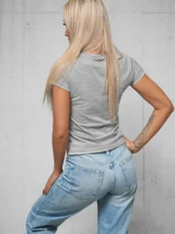 T-shirt damski grafitowy JS/8T1257/5^Ozonee New