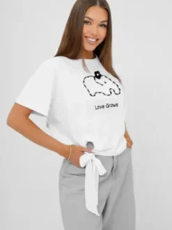 T-shirt damski z nadrukiem biały JS/RJ77247^Ozonee New