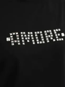 T-shirt damski z ćwiekami czarno-srebrny JS/YJ77716^Ozonee New