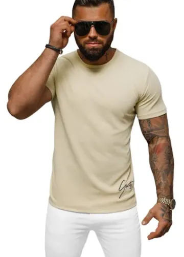 T-shirt męski beżowy O/L1192^Ozonee Online