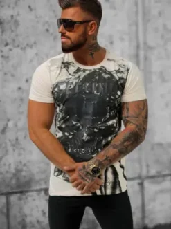 T-shirt męski beżowy O/T126/155Z^Ozonee Best