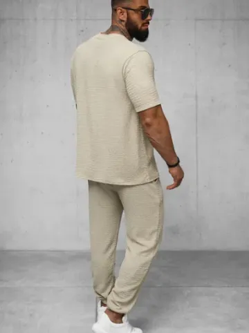 T-shirt męski beżowy O/Y960T^Ozonee Hot