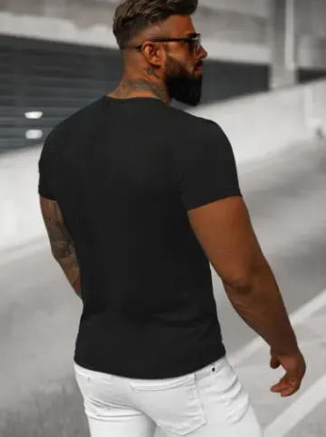 T-shirt męski bez nadruku czarny JS/712007Z^Ozonee Online