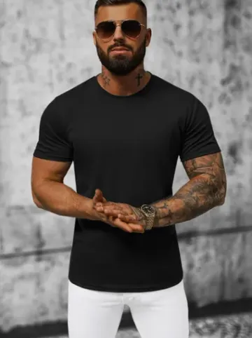 T-shirt męski bez nadruku czarny JS/712005Z^Ozonee Hot