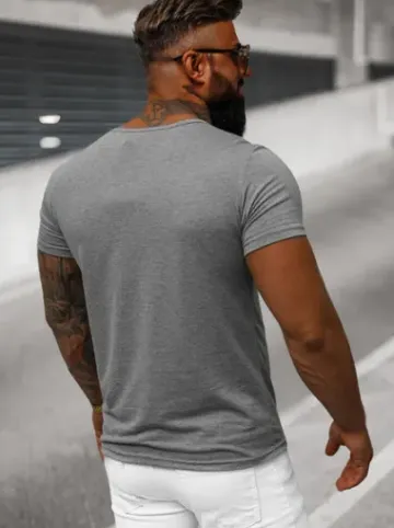 T-shirt męski bez nadruku grafitowy JS/712007Z^Ozonee Sale