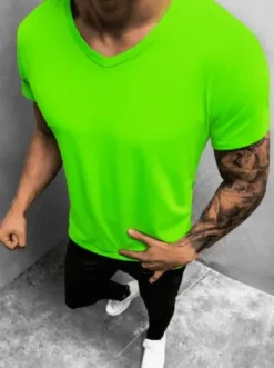 T-shirt męski bez nadruku jasno-zielony JS/712007/31^Ozonee Clearance