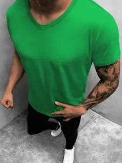 T-shirt męski bez nadruku zielony JS/712007^Ozonee Best