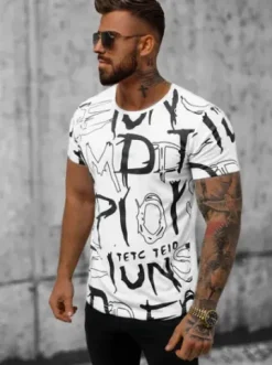 T-shirt męski biały JS/KS1972Z^Ozonee Discount