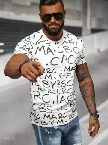 T-shirt męski biały JS/8T1213/1^Ozonee Clearance