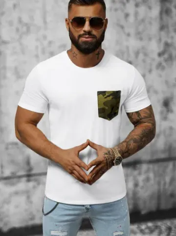 T-shirt męski biały JS/8T85/2Z^Ozonee Online