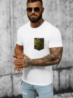 T-shirt męski biały JS/8T85/2Z^Ozonee Online