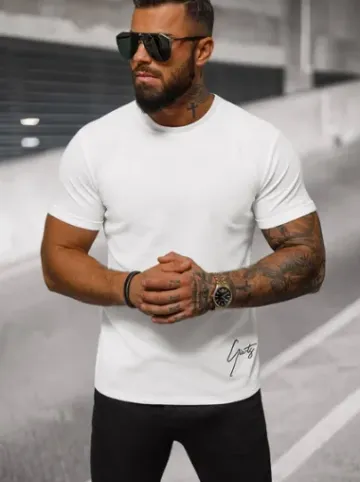 T-shirt męski biały O/L1184^Ozonee New
