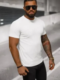 T-shirt męski biały O/L1184^Ozonee New