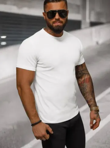 T-shirt męski biały O/L1184^Ozonee New