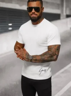 T-shirt męski biały O/L1184^Ozonee New