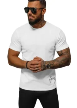 T-shirt męski biały O/L1184^Ozonee New