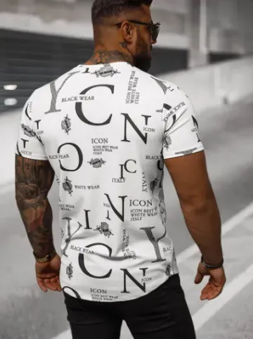 T-shirt męski biały O/L1192^Ozonee Fashion