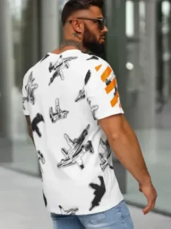 T-shirt męski biały O/MPO3443^Ozonee Clearance